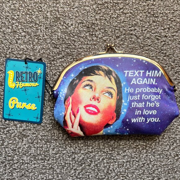 Coin Purse by Ephemera Retro Humor Snap Closure Clutch Kitsch Funny Relationship - Picture 6 of 8